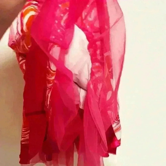 My Michelle Girls Pink Pleated Swirls Strappy Dress Mid Length Embellished 14 - Picture 6 of 9